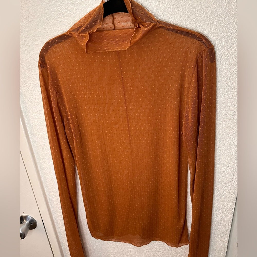 Free People x intimately. Sheer, Orange, Long Sleeve Top. Size Large. - Picture 3 of 16